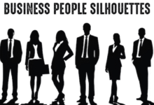 Line Up of Young Bussness Men Silloueteed Getty