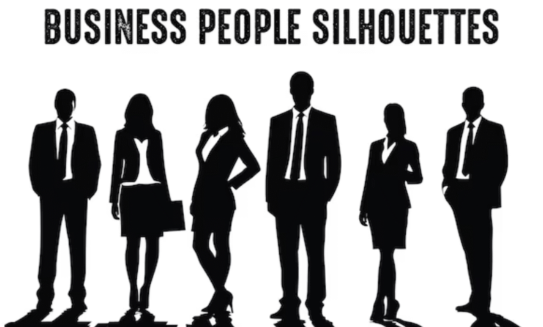 Line Up of Young Bussness Men Silloueteed Getty